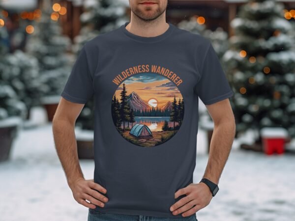 Wilderness Wanderer Mountain Lake Sunset Camping T-Shirts