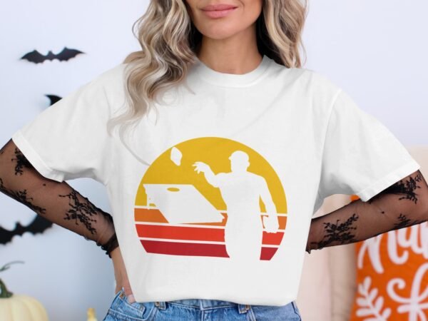 57aa5b65-661b-4c3f-bccc-4b9a19582b75 Eat Sleep Cornhole Repeat Retro Sunset T-Shirt