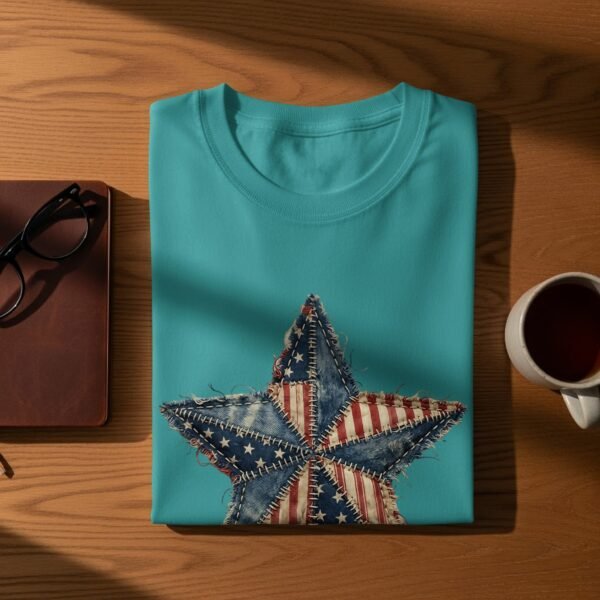 Patriotic Americana Star Patchwork Design T-Shirts