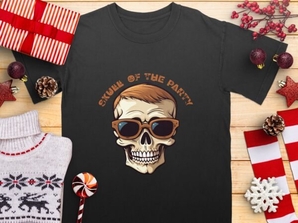 Skull of the Party Halloween T-Shirt with Sunglasses