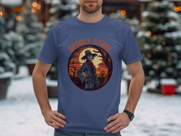 Spooky Stare Skeleton Scarecrow Halloween T-Shirt
