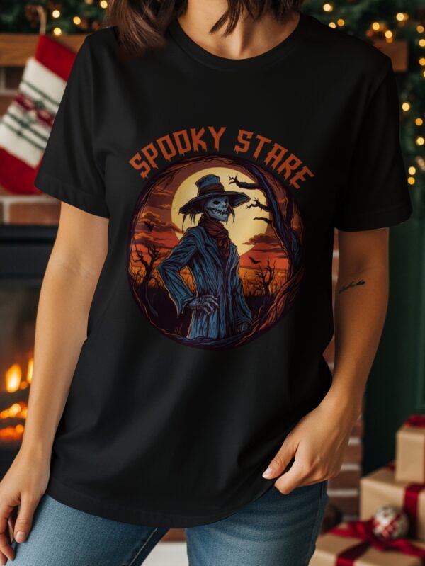 Spooky Stare Skeleton Scarecrow Halloween T-Shirt