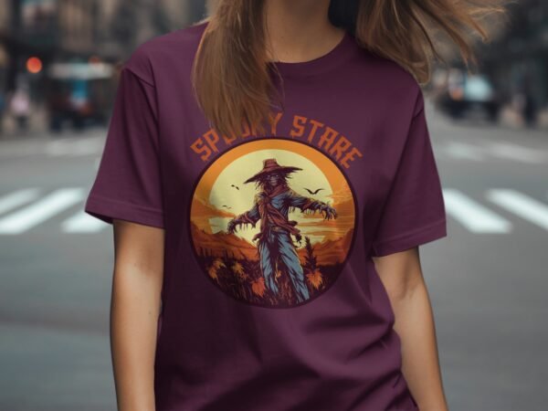 Spooky Scarecrow Stare Halloween T-Shirt