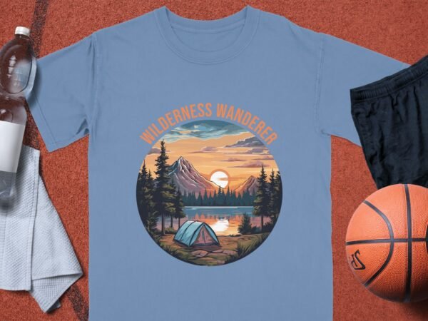 Wilderness Wanderer Mountain Lake Sunset Camping T-Shirts