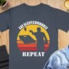 b248efef-0e05-40d9-bb12-9f9b91c77277 Eat Sleep Cornhole Repeat Retro Sunset T-Shirt