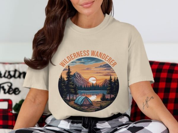 Wilderness Wanderer Mountain Lake Sunset Camping T-Shirts
