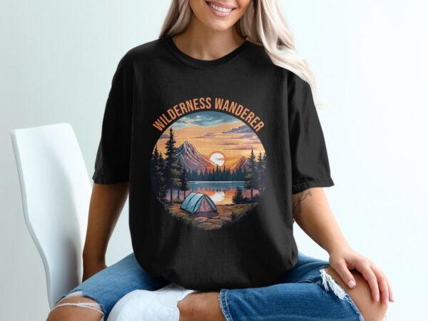 Wilderness Wanderer Mountain Lake Sunset Camping T-Shirts