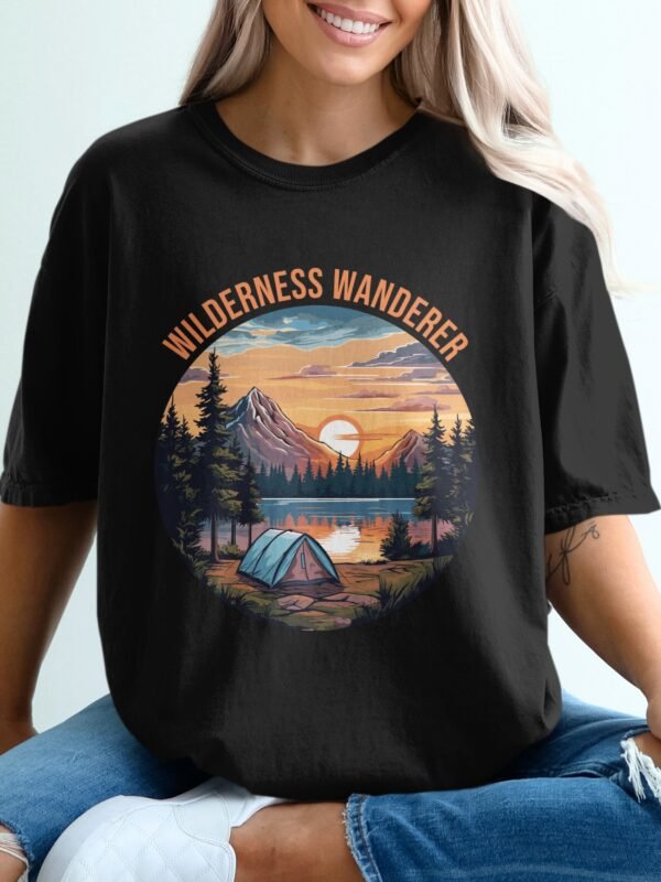 Wilderness Wanderer Mountain Lake Sunset Camping T-Shirts