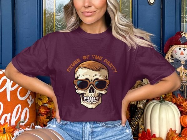 Skull of the Party Halloween T-Shirt with Sunglasses