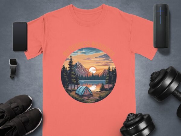 Wilderness Wanderer Mountain Lake Sunset Camping T-Shirts