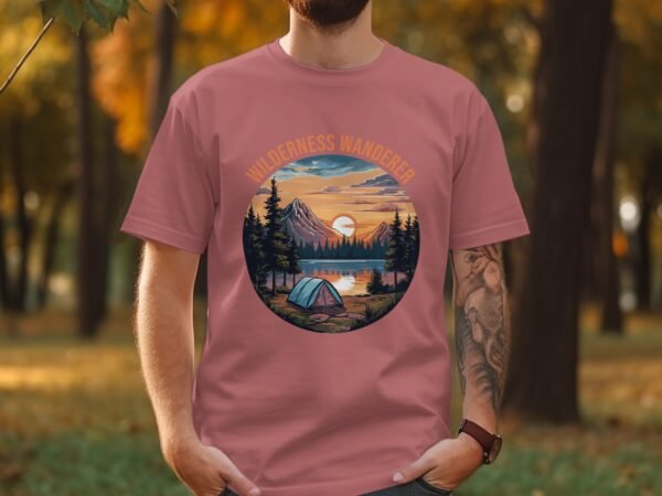 Wilderness Wanderer Mountain Lake Sunset Camping T-Shirts