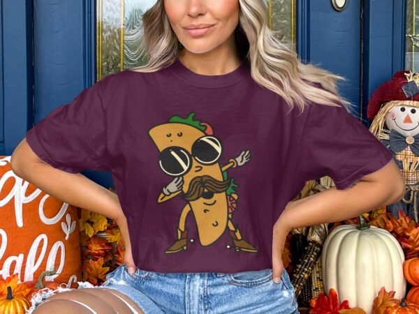 e7192cef-c123-4ff4-9533-eaf485c61276 Funny Hipster Taco T-Shirt | Mustache & Sunglasses