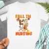 ebc5285b-d1a5-485e-a29a-f0b393a57ecc Fall in Love with Nursing T-Shirt, Cute Nurse Ghost Autumn Tee, Leopard Stethoscope Nurse Appreciation Gift, RN Student Spooky Fall Season