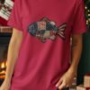 Americana Patriotic Quilted Fish T-Shirt
