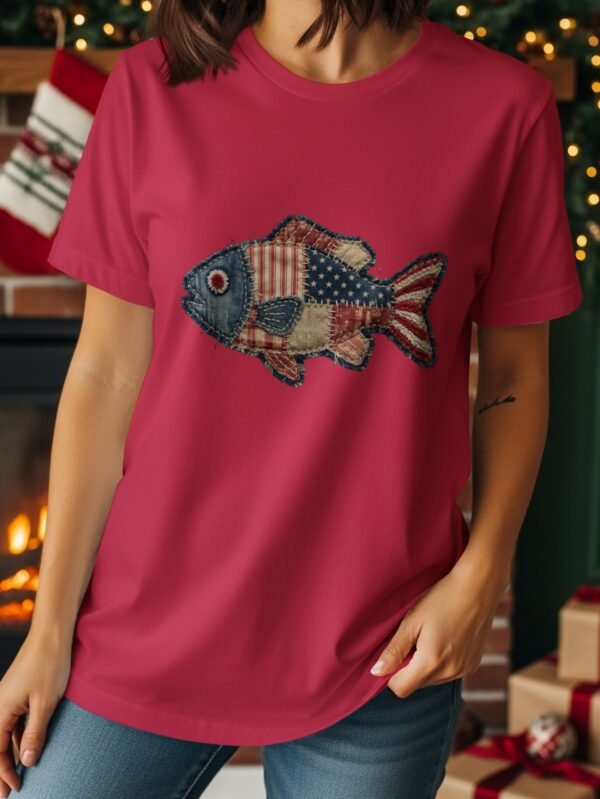 Americana Patriotic Quilted Fish T-Shirt