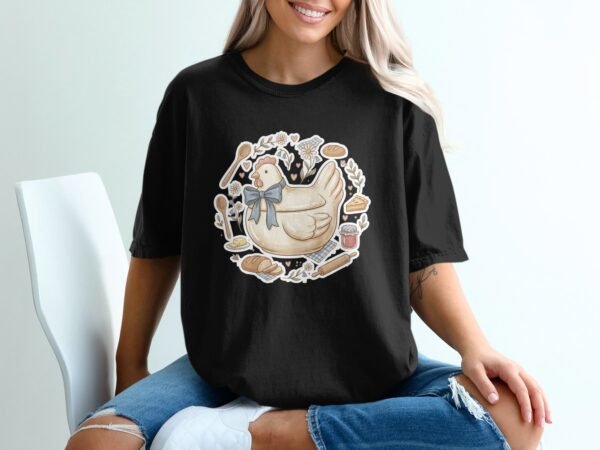 Cottagecore Chicken T-Shirt, Rustic Farm Hen Baking Tee, Cozy Kitchen Shirt, Whimsical Baker Gift, Homestead Apparel
