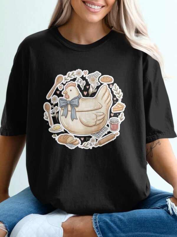 Cottagecore Chicken T-Shirt, Rustic Farm Hen Baking Tee, Cozy Kitchen Shirt, Whimsical Baker Gift, Homestead Apparel