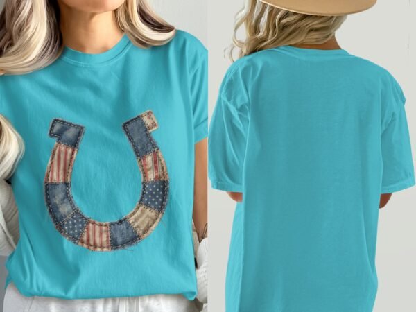 Rustic Americana Patchwork Horseshoe T-Shirt
