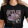 Outlaw Cowgirl T-Shirt, Boho Western Aesthetic Shirt with Bejeweled Hat & Sunglasses, Country Music Festival Tee Gift for Her