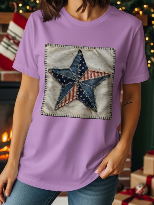 Rustic Patchwork Americana Star T-Shirt