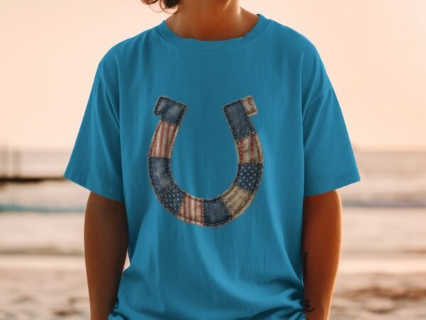 Rustic Americana Patchwork Horseshoe T-Shirt