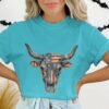 Patriotic Denim Skull T-Shirt | Americana Western Tee