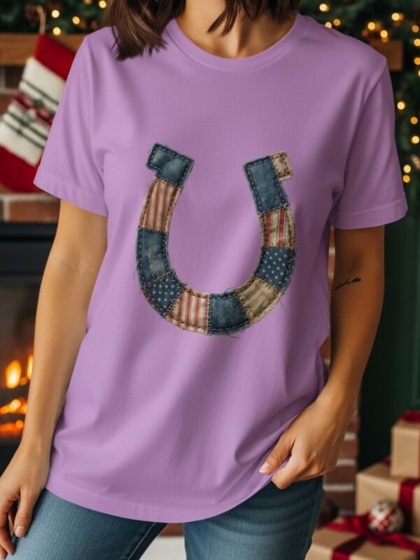 Rustic Americana Patchwork Horseshoe T-Shirt