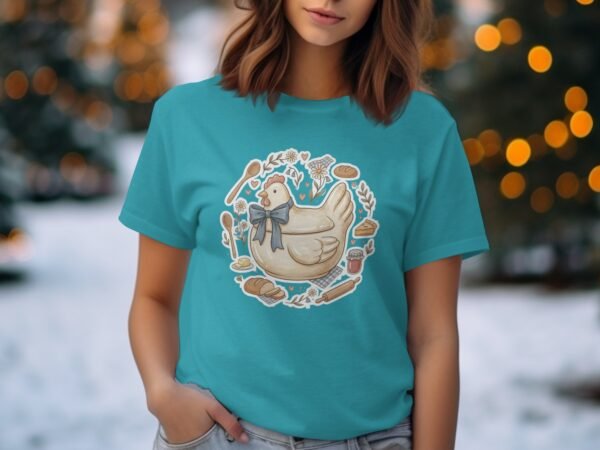 Cottagecore Chicken T-Shirt, Rustic Farm Hen Baking Tee, Cozy Kitchen Shirt, Whimsical Baker Gift, Homestead Apparel