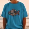 Americana Patriotic Quilted Fish T-Shirt