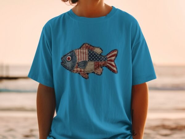 Americana Patriotic Quilted Fish T-Shirt
