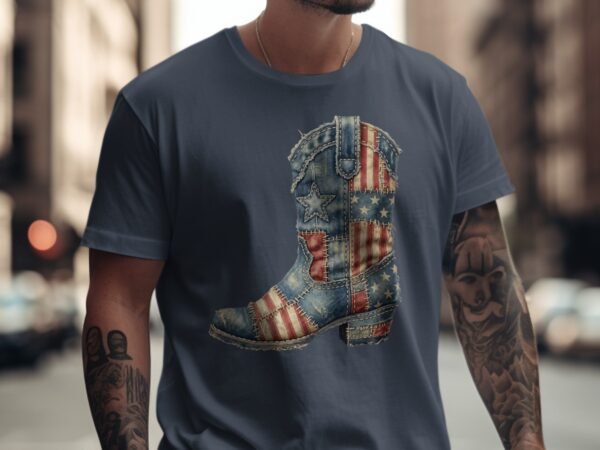 Vintage Americana Cowboy Boot Graphic T-Shirt