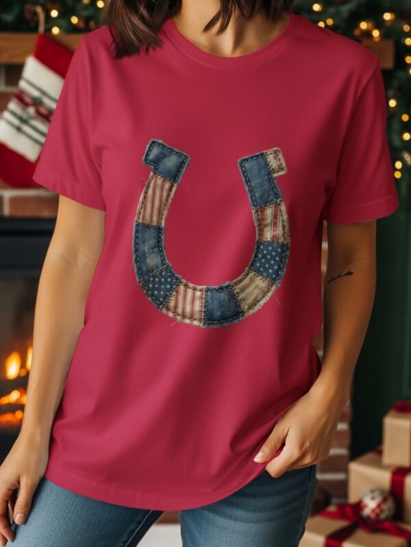 Rustic Americana Patchwork Horseshoe T-Shirt