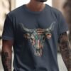 Patriotic Denim Skull T-Shirt | Americana Western Tee