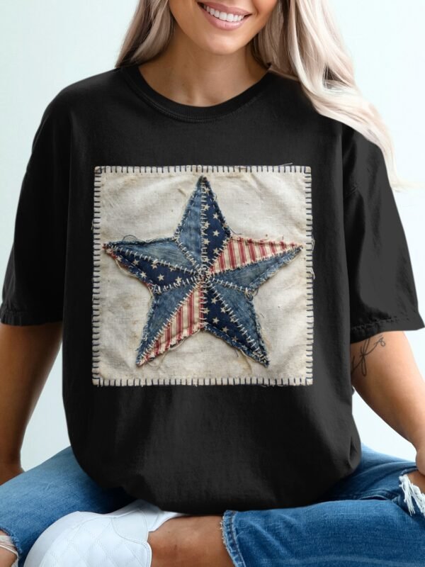 Rustic Americana Stitched Star T-Shirt