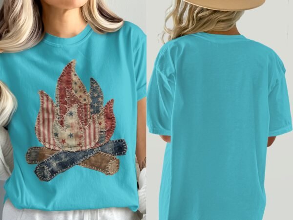 Primitive Americana Campfire Quilt T-Shirt