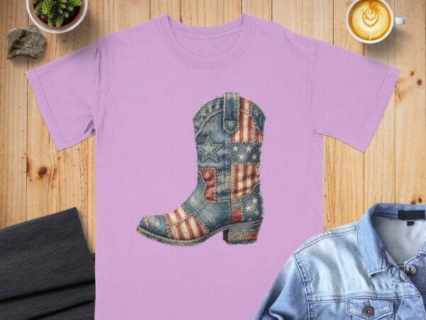 Vintage Americana Cowboy Boot Graphic T-Shirt