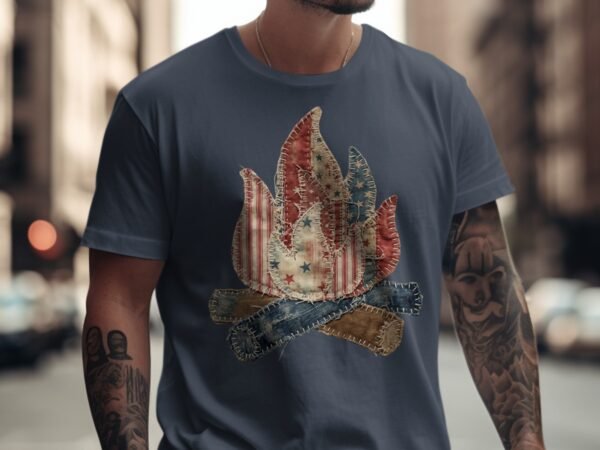 Primitive Americana Campfire Quilt T-Shirt