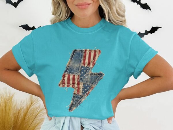 Rustic American Flag Lightning Bolt T-Shirt