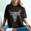Patriotic Denim Skull T-Shirt | Americana Western Tee