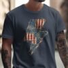 Rustic American Flag Lightning Bolt T-Shirt