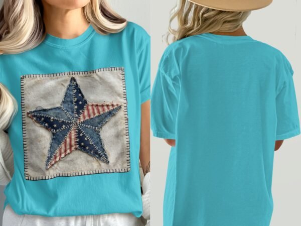 Rustic Patchwork Americana Star T-Shirt