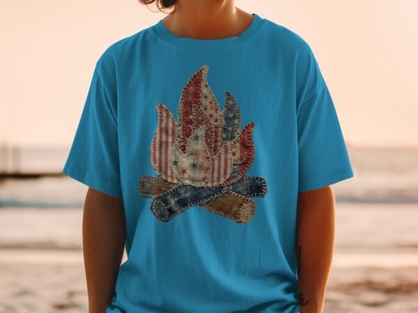 Primitive Americana Campfire Quilt T-Shirt