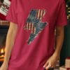 Rustic American Flag Lightning Bolt T-Shirt