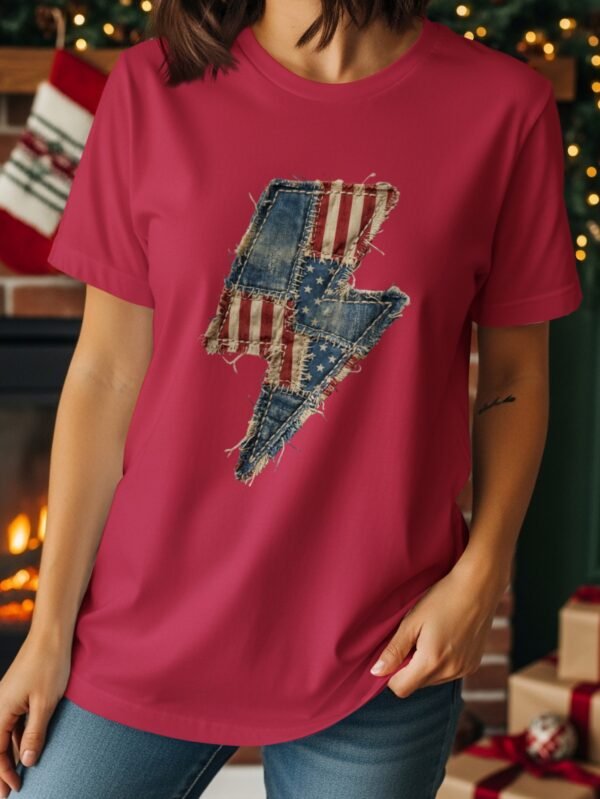 Rustic American Flag Lightning Bolt T-Shirt