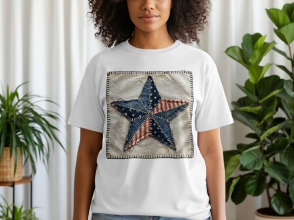 Rustic Americana Stitched Star T-Shirt