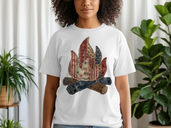 Primitive Americana Campfire Quilt T-Shirt