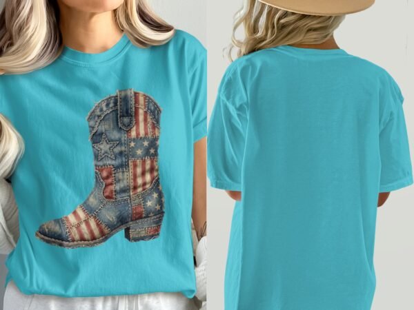 Vintage Americana Cowboy Boot Graphic T-Shirt
