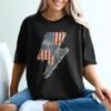 Rustic American Flag Lightning Bolt T-Shirt