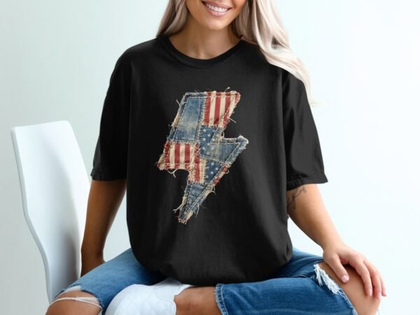 Rustic American Flag Lightning Bolt T-Shirt