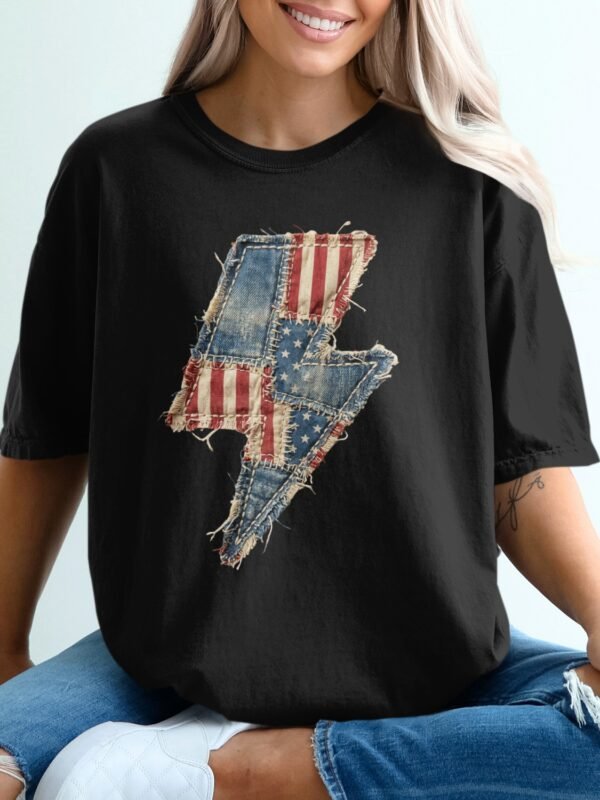 Rustic American Flag Lightning Bolt T-Shirt